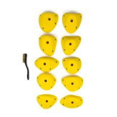 Top view of 10 Medium Tumblers 2.0 jug climbing holds produced and sold by EP Climbing walls